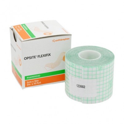 Повязка пленочная Opsite Flexifix прозрачная с антибактериальным действием для фиксации повязок, 5см х10м, 66000040