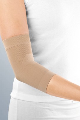 Бандаж на локоть elbow support эластичный компрессионный, снимает боль и улучшает кровообращение, бежевый, 644