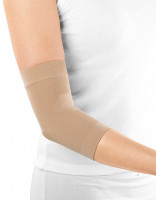 Бандаж на локоть elbow support эластичный компрессионный, снимает боль и улучшает кровообращение, бежевый, 644