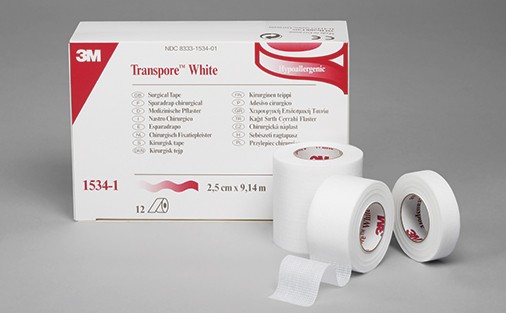 Пластырь ЗМ Transpore White гипоаллергенный фиксирующий, 1.25см х 9.1м, 1534-0