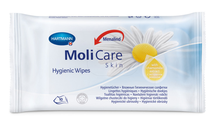 Салфетки MoliCare Skin (МолиКар Скин) влажные гигиенические с экстрактом ромашки, без спирта, 10шт, 995138