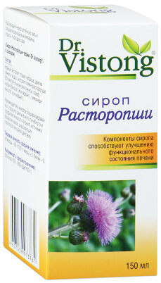 Комплекс витаминов Сироп Расторопши Dr. Vistong, способствует эффективному восстановлению клеток печени, БАД, 150 мл.