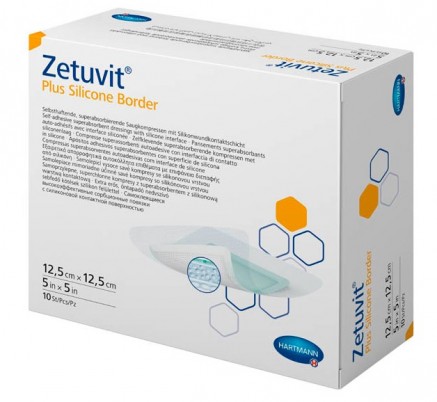 Zetuvit® Plus Silicone Border/Цетувит Плюс Силикон Бордер 12,5х12,5 см, 10 шт./уп.