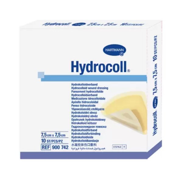 Повязка Гидроколл (Hydrocoll) гидроколлоидная самофиксирующаяся создает среду для заживления 7.5х7.5см 900742