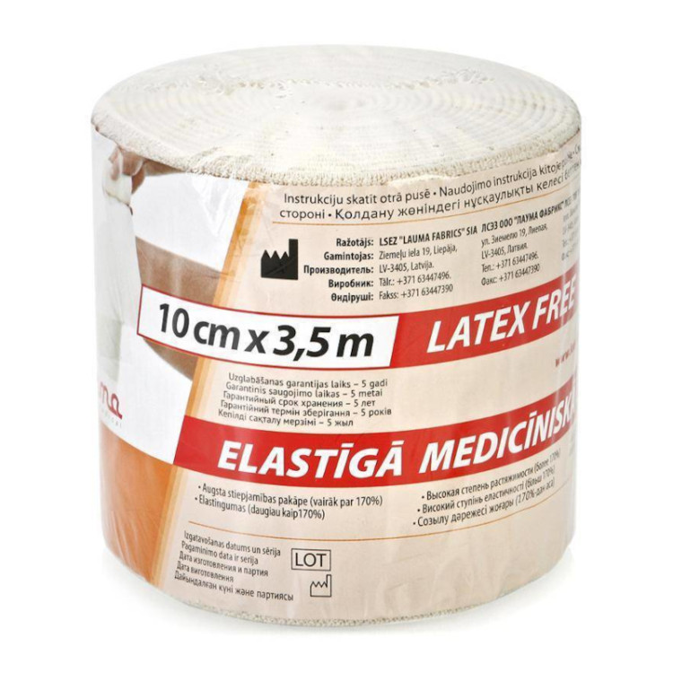 Бинт ЛАУМА модель 2 "Latex Free" ВР 10см х 3,5м, медицинский эластичный компрессионный, 208953