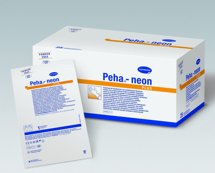 Перчатки Peha-neon (Пеха-неон) безлатексные неопудренные хирургические из синтетического каучука, размер 8, 50шт, 942549