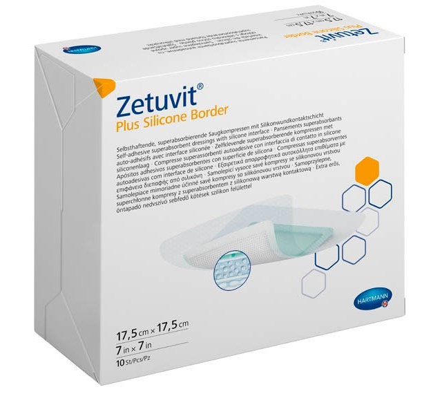 Zetuvit® Plus Silicone Border/Цетувит Плюс Силикон Бордер 17,5х17,5 см, 10 шт./уп.