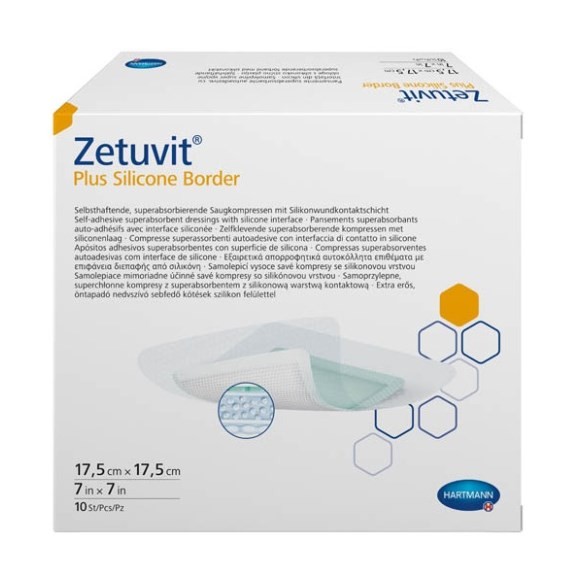 Zetuvit® Plus Silicone Border/Цетувит Плюс Силикон Бордер 17,5х17,5 см, 10 шт./уп.