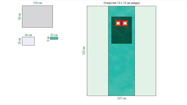 Простыня для ангиографии 2 Raucodrape с прозрачным краем и инцизной пленкой, 33382