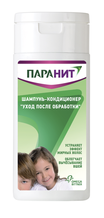 Шампунь - кондиционер Паранит Уход после обработки, облегчает вычесывание погибших вшей, волосы шелковистые, объем 100мл