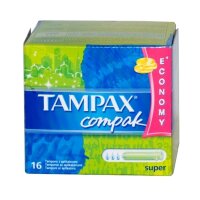 Тампоны с гладким аппликатором Tampax Компак Супер, гигиеническое средство, для умеренных выделений, маленький, 16 штук