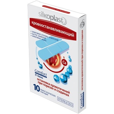 Пластырь Силкопласт / Silkoplast Comfort IT-Hemo, кровоостанавливающий, заживляющий рану, 1,9х7,2 см, 10 шт.