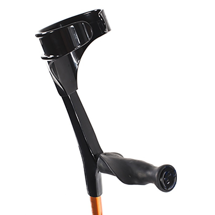 Костыль с опорой под локоть Kowsky 22KL-Standart Vario Line Anatomic-Softgrip, цвет ручки черный,трубы оранжевый, левый
