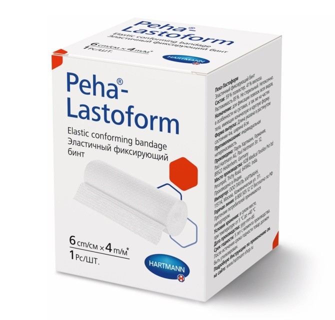 Бинт Peha-Lastoform (Пеха Ластоформ) эластичный фиксирующий, 6cм x 4м, 300110