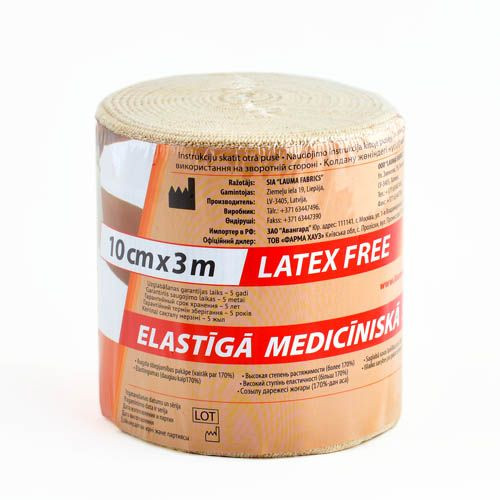 Бинт ЛАУМА модель 2 "Latex Free" ВР 10см х 3м, медицинский эластичный компрессионный, 206745