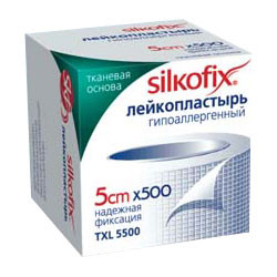 Пластырь фиксирующий Silkofix / Силкофикс медицинский, на тканевой основе, легко снимается, 1 х 500 см, 202729