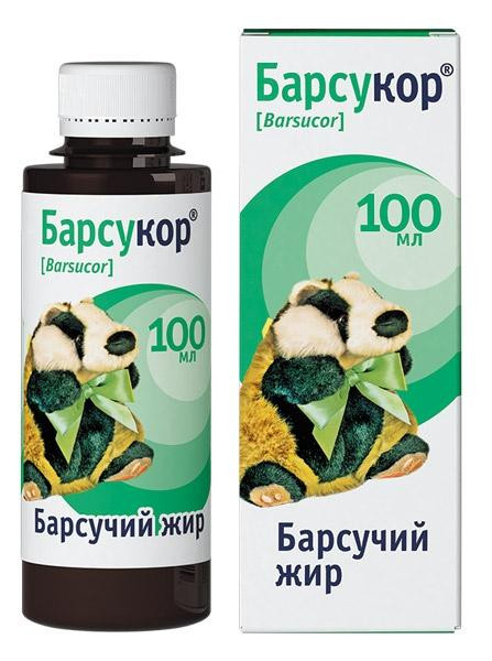 Жир барсучий Барсукор жидкий для дистрофии и рахита, способствует заживлению ран, 100мл