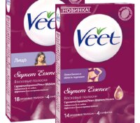 Полоски восковые для депиляции Veet / Вит для линии бикини и зоны подмышек, с ароматом бархатной розы, 14шт